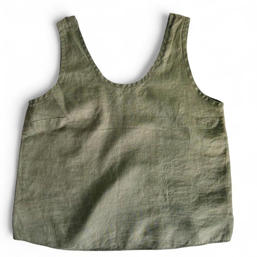 Everlane The Scoop Tank in sage green 100% European Flax